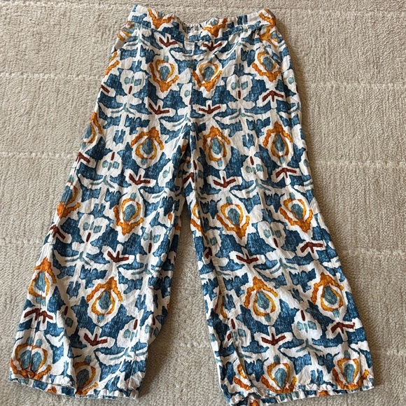 Christian Siriano Blue and Orange Floral Pants - Picture 1 of 5